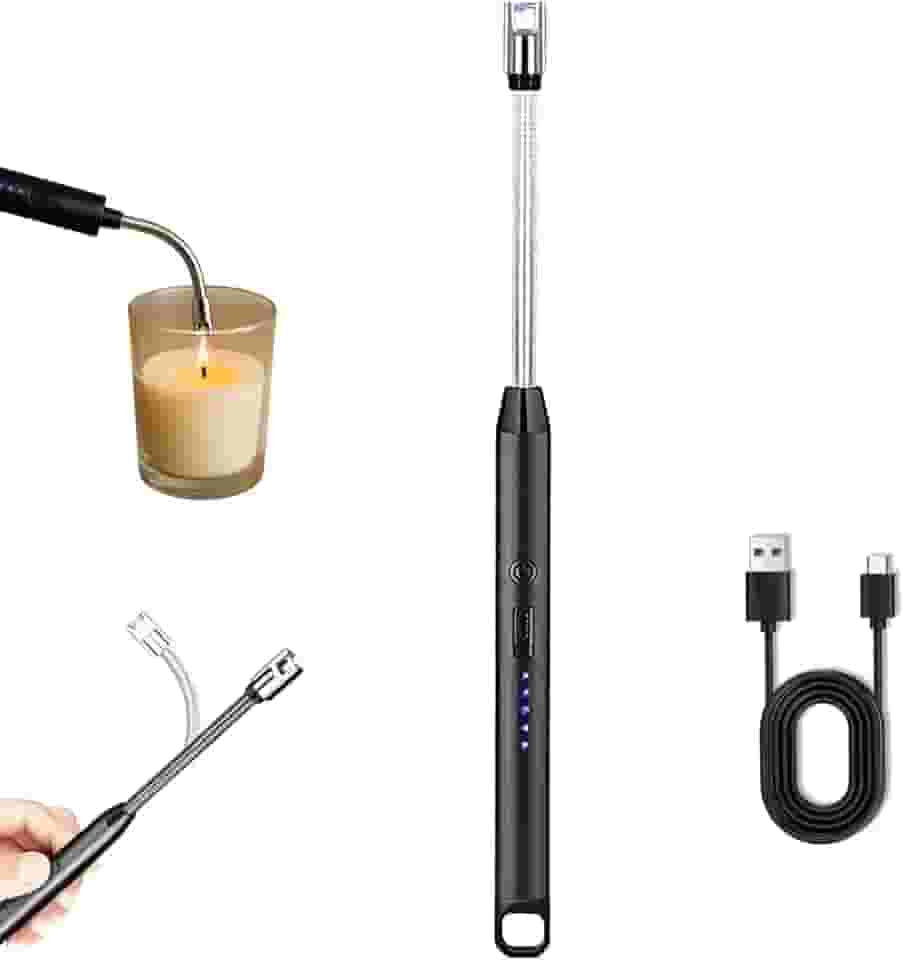Isqueiro Acendedor Elétrico Recarregável USB para Fogão, Vela, Churrasqueira, Camping, Lareira - Elétrico Sem Chama Seguro Flexível e Antivento - Acendedor Isqueiro Elétrico Sustentável