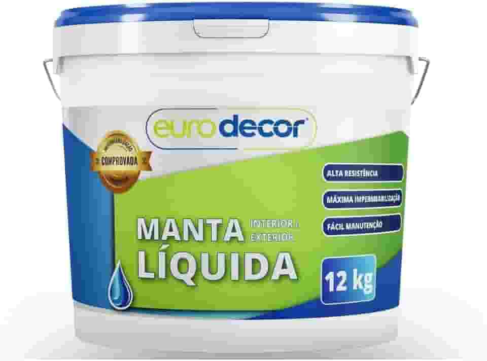 Euro Decor Manta Líquida 12Kg Impermeabilizante para Interior e Exterior, Alta Resistência, Máxima Impermeabilização, Fácil Manutenção (Branco)