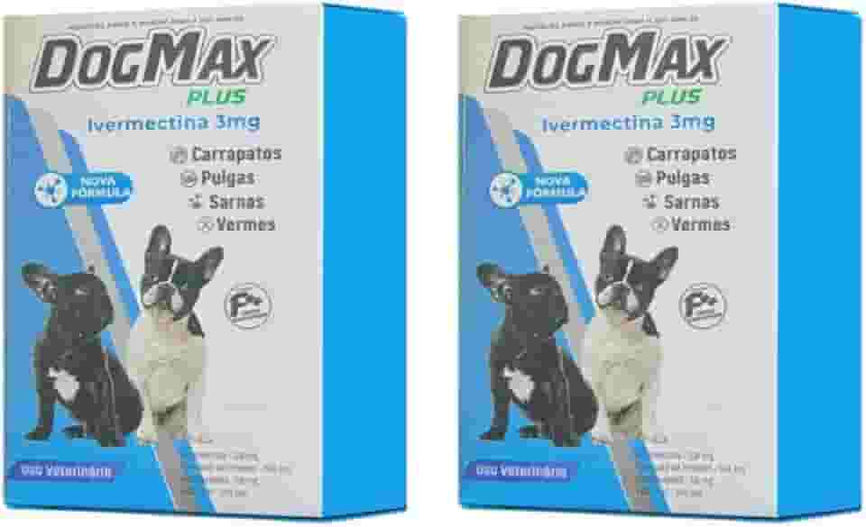 DogMax Plus - Ação 4 em 1 - Remédio para pulgas, carrapatos, vermes e sarna 8 Comprimidos 15kg