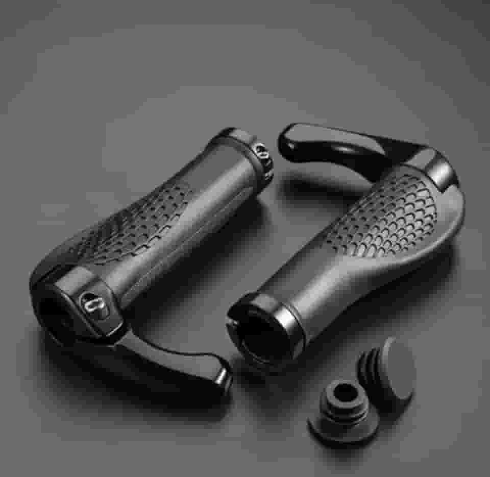 Manoplas Ergonômicas para Guidão de Bicicleta com Trava Bar End, Preto, Design Anatômico