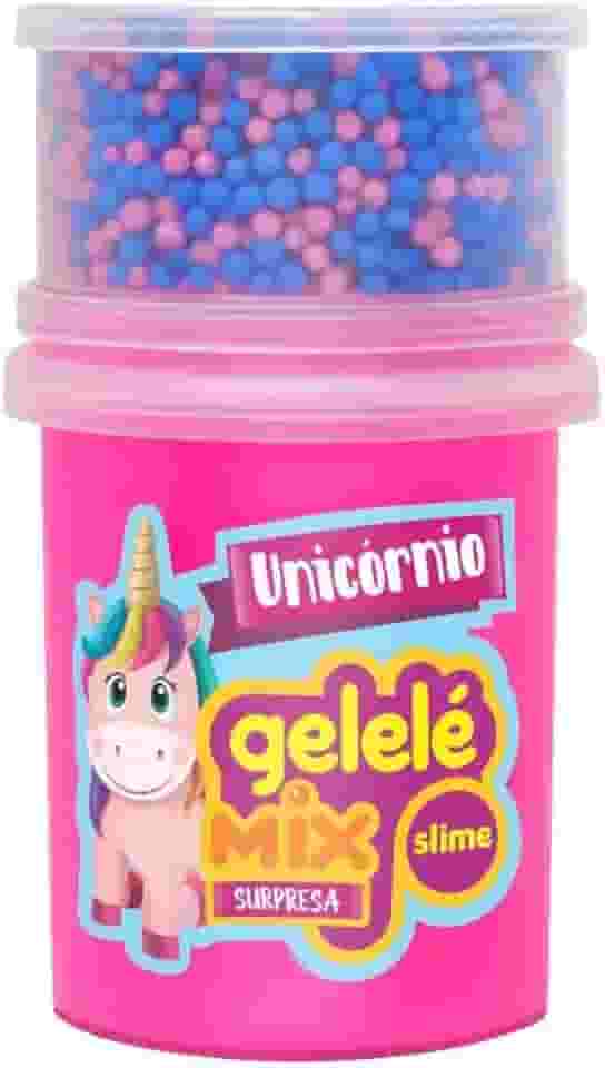 Gelelé Slime Mix Surpresa 153g Unicórnio A mistura slime e bolinhas de isopor proporcionam uma textura super agradável, deixando a brincadeira mais divertida
