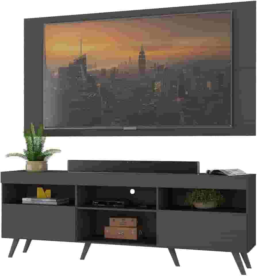 Rack c/Painel p/Tv até 65" e Pés Retrô Flórida Multimóveis Preto