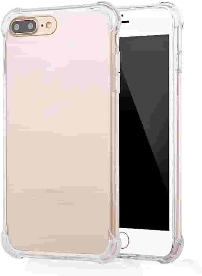 USTIYA Capa para iPhone 8 Plus/iPhone 7 Plus ‎5,5 polegadas Uso Resistente, Bumper Absorção Choques em TPU Transparente Protector Câmera Espessamento nas Quatro Pontas da Carcasa