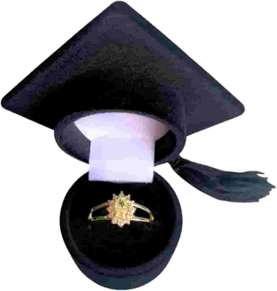 Anel Formatura Feminino Pedra Amarelo Topázio Banhado Ouro E Caixinha Capelo Farmácia Bioquímica Radiologia Música Cinema