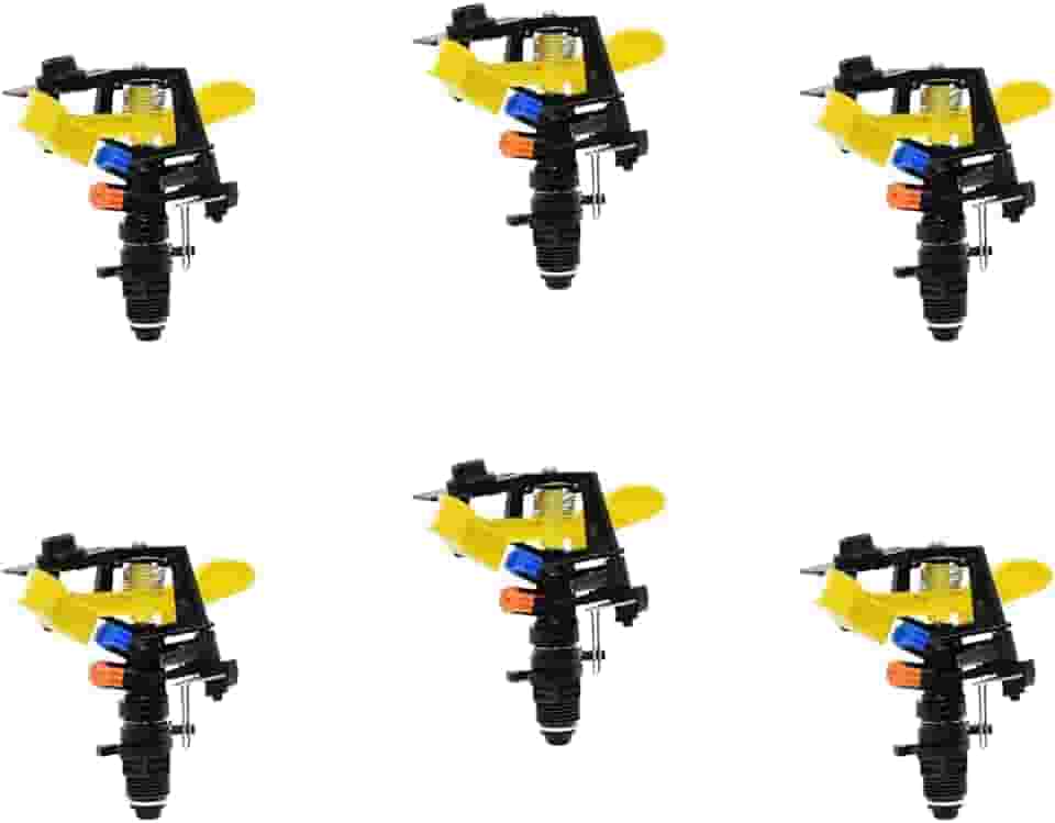 Aspersor De Impulso Setorial Irrigador De Impacto Para Jardim Kit 6 Plantação Lavoura Ajustável Giratório Circulo Cheio