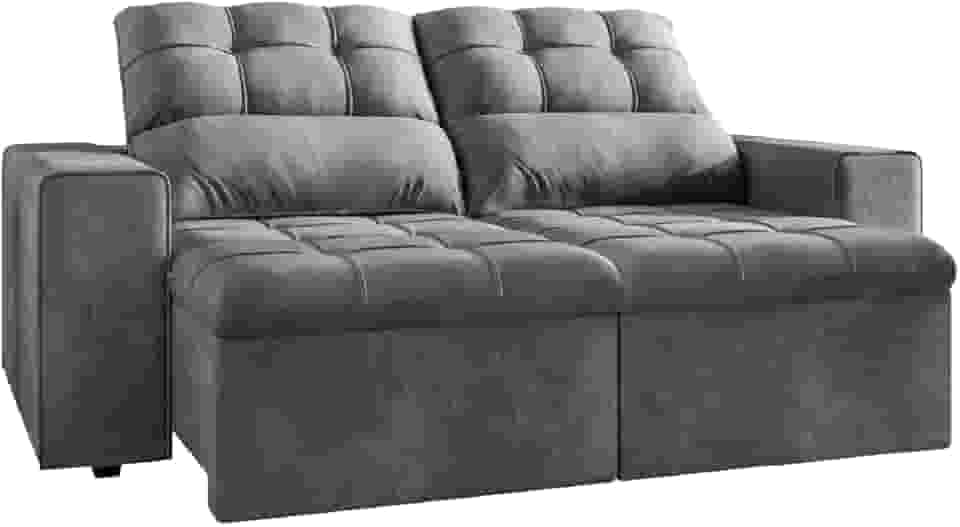 Sofá Retrátil e Reclinável 2 Lugares 1,80m Veludo Malibu Cinza