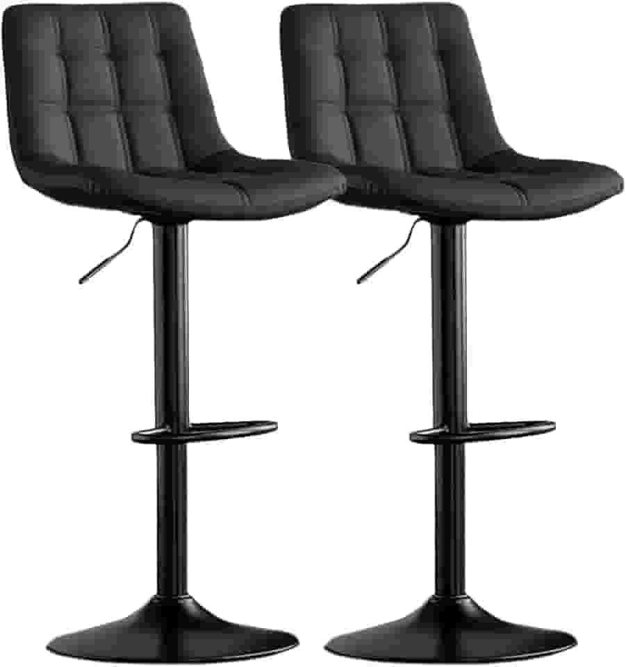 Banqueta Alta Giratória para Cozinha em Couro Sintético Duoffice Kitana DU77 (2, Preto)