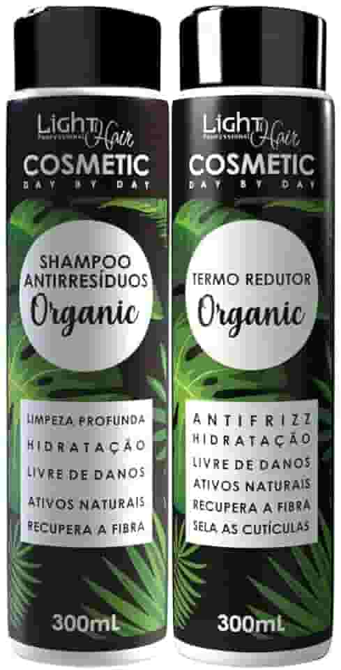 Kit Termo Redutor Orgânico e Shampoo Antirresíduos - Ácido, Óleos e Aminoácidos para Redução de Volume