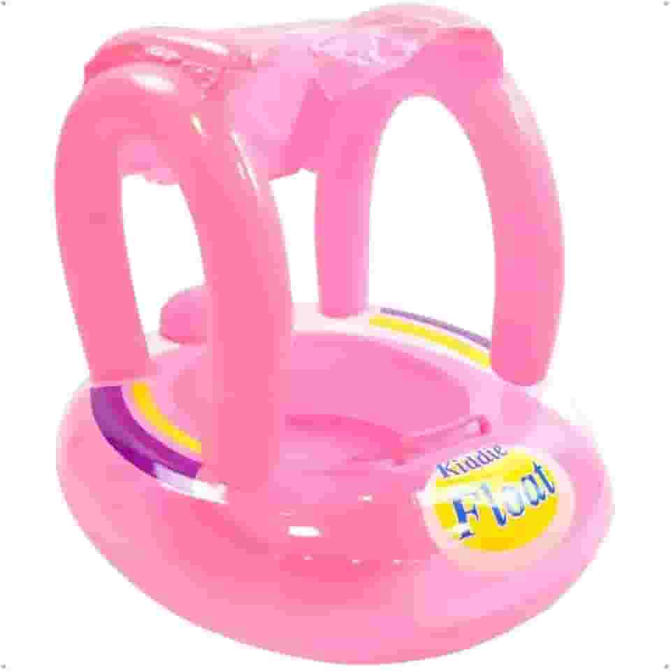 Boia Bebê Inflável com Cobertura Barco Infantil Piscina, Praia e Lago Segurança, Proteção Solar e Conforto Premium