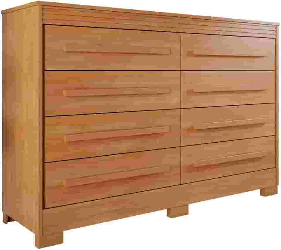 Comoda California Quarto com 8 Gavetas e Pés em Plástico Cinamomo