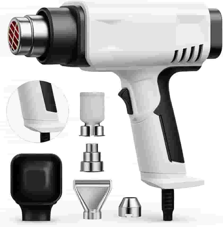 Pistola de Ar Quente com Tela Digital e Regulagem de Calor Profissional (Branco)