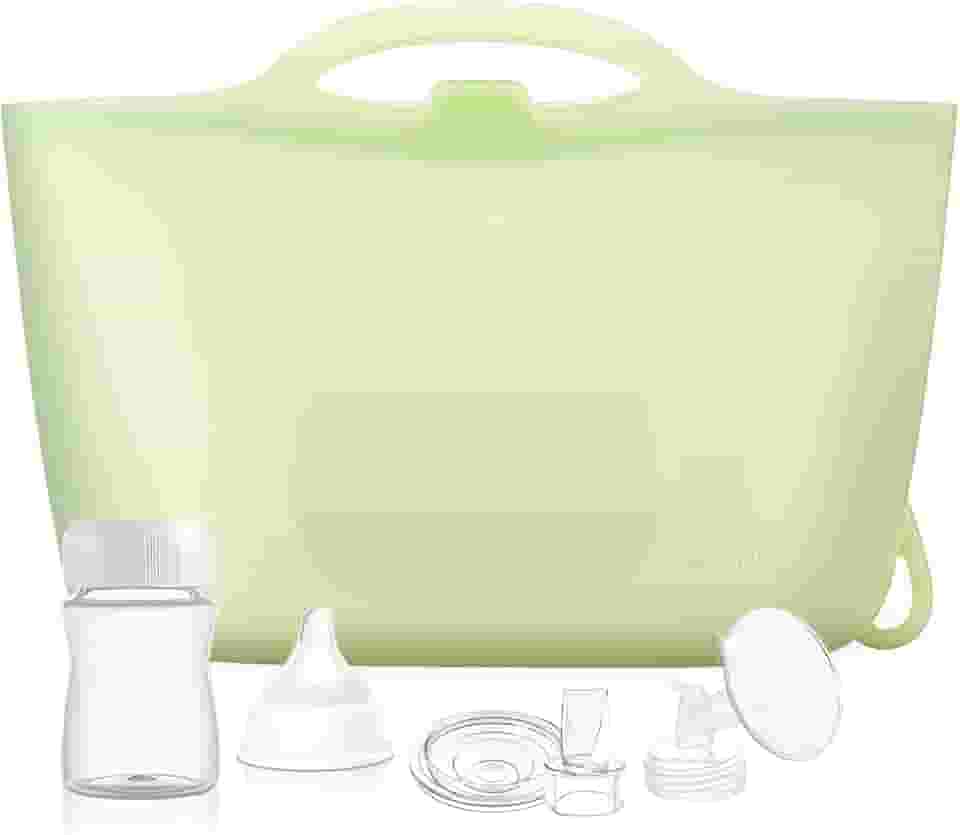 Bolsas esterilizadoras de silicone para mamadeiras, bomba de leite e chupetas, sacos reutilizáveis de esterilização a vapor para viagens e uso doméstico (verde claro)