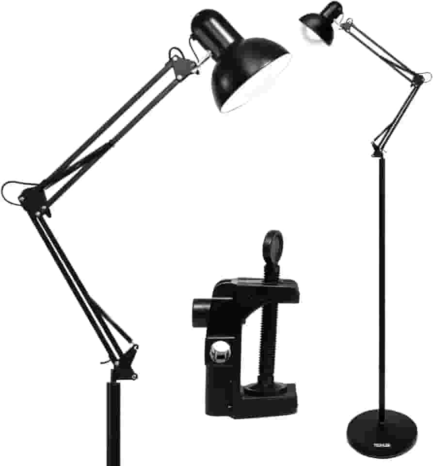 Luminária de Chão 1,90m Articulada Techled Para Sala Escritório Coluna Preta