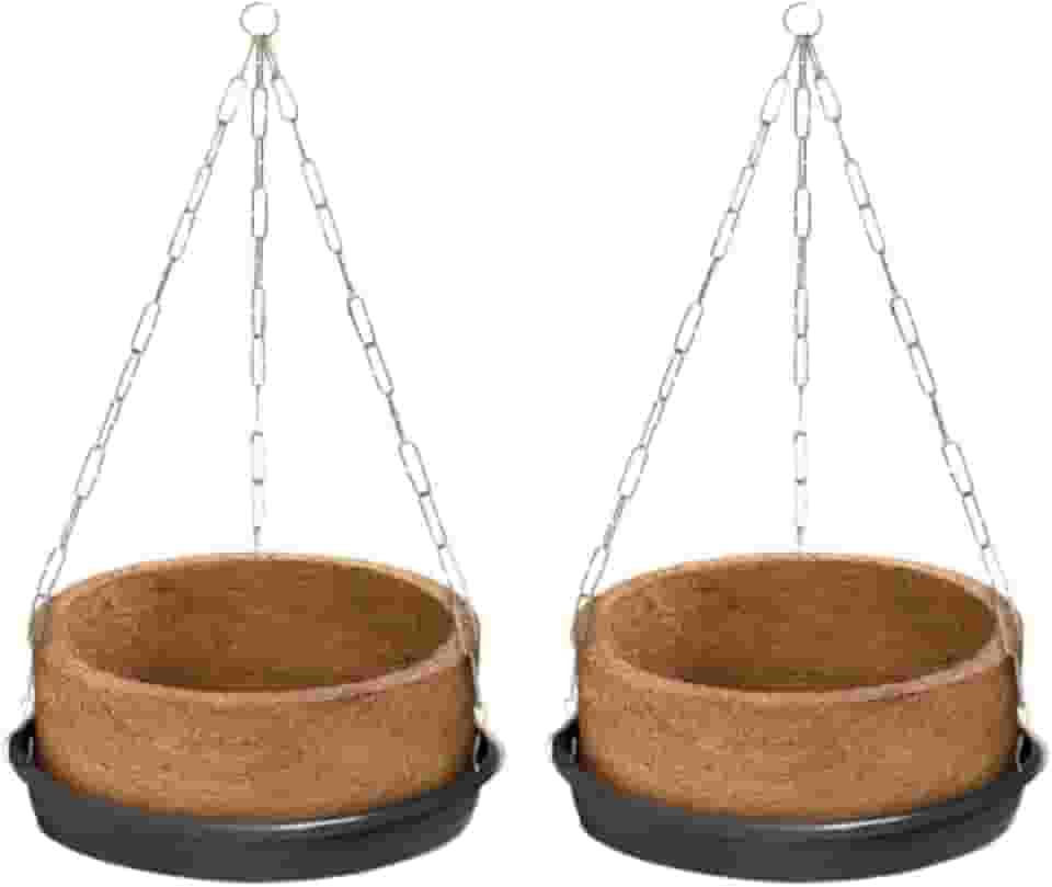 Kit 2 Vaso Com Suporte Suspenso Completo Grande 04 Para Samambaia - Corrente e Prato