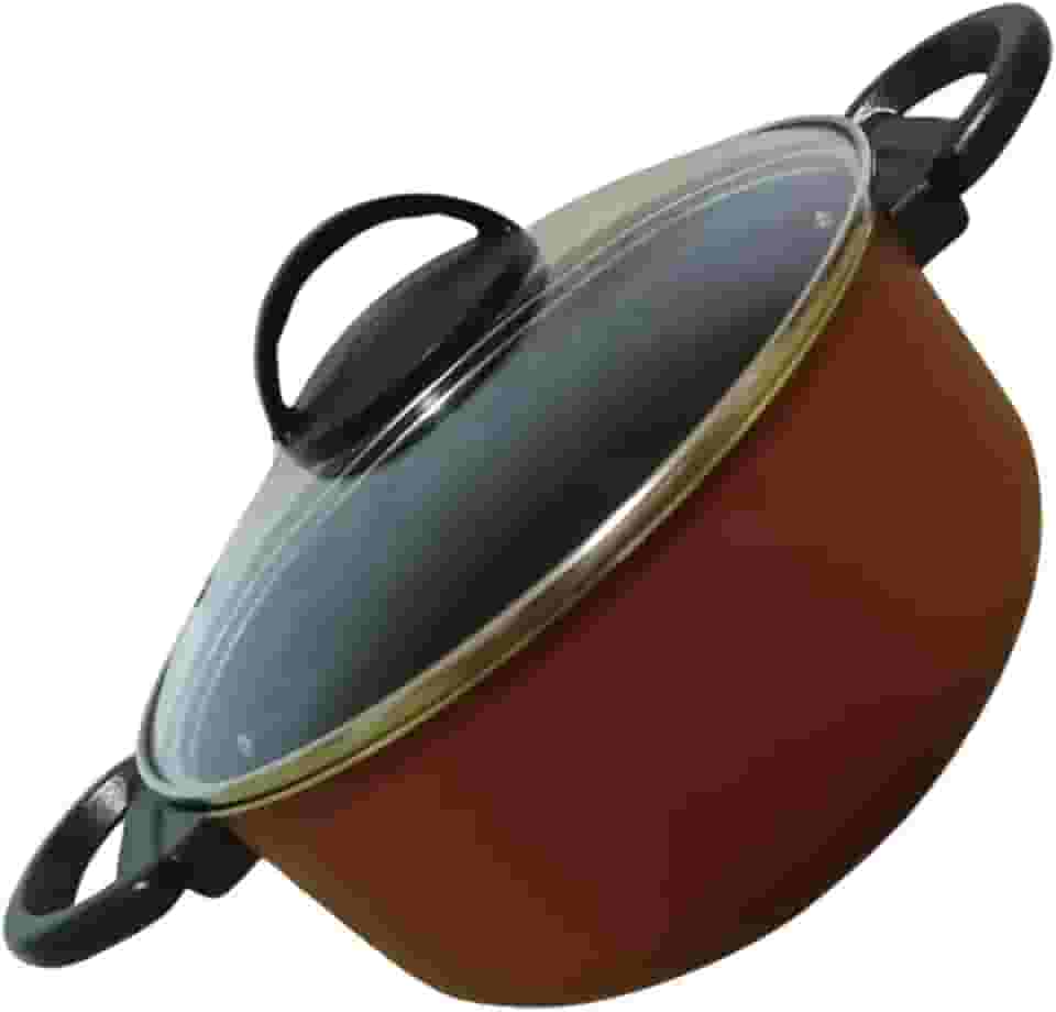 Panela Tacho Arroz Antiaderente Tampa De Vidro Arroz Feijão (VERMELHO)