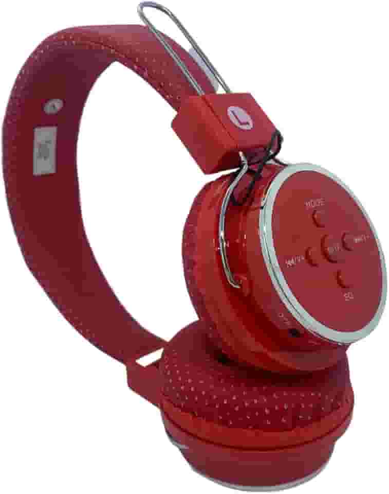 Fone De Ouvido Bluetooth Head Phone Cartão Sd Para Celular PC Tablet Computador Cor Vermelho