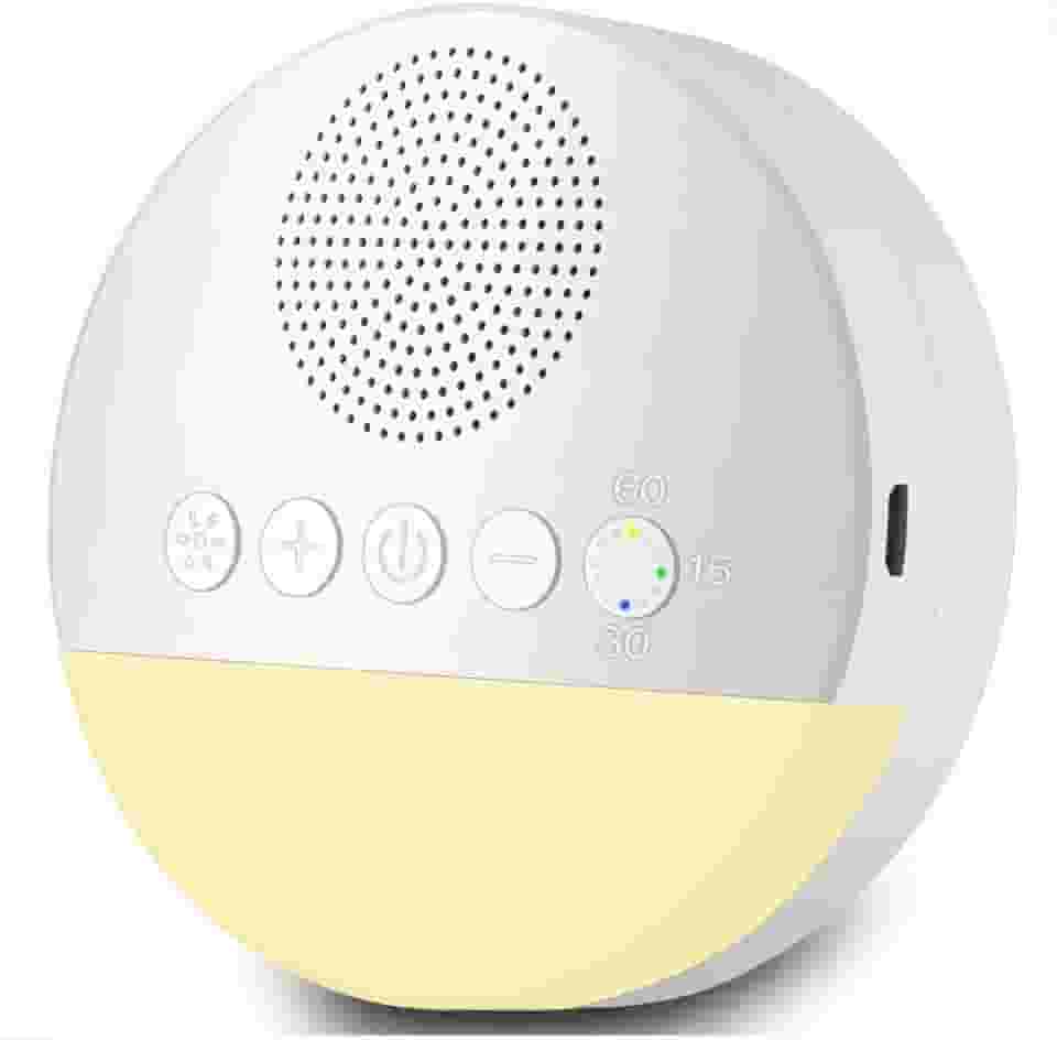 Aparelho de Ruído Branco Portátil Recarregável com Sons Relaxantes e Timer Ideal para Ninar e Acalmar Bebês Melhorar o Sono de Crianças e Adultos Reduz Ansiedade e Aumenta o Foco com Luz Noturna Versão Premium