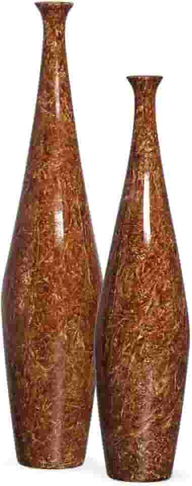 Vaso de Chão Decoração para Sala Dupla Garrafas Faenza Marrom Petra