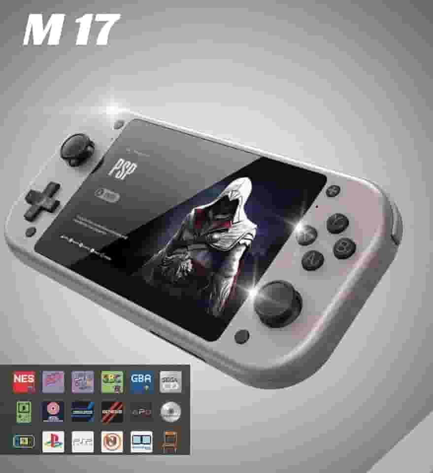 Console de jogo M17-64G e 128G, portátil com 20.000 jogos integrados, console de jogo retrô, tela de 4,3 polegadas, videogame portátil