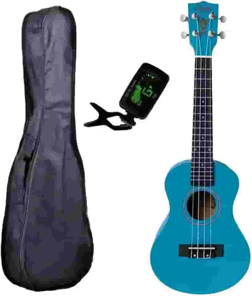 Ukulele Azul Seven Concert Suk-23 LB Capa Bk e Afinador
