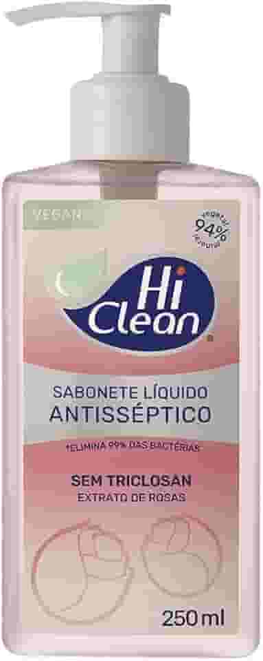 Hi Clean Sabonete Líquido Antisséptico Para Corpo E Mãos Vegano Sem Triclosan 94% Vegetal E Mineral Extrato De Rosas 250Ml