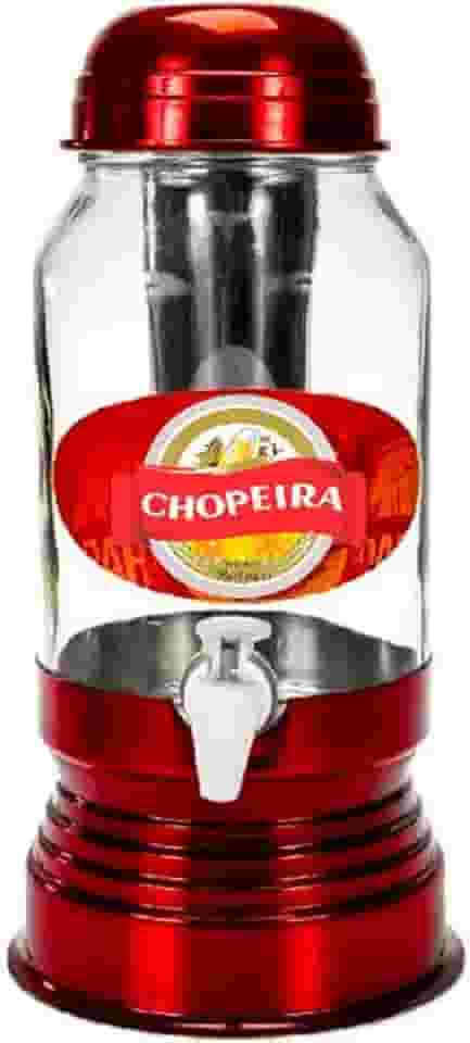 Chopeira Analeni vidro e alumínio c/dispenser de gelo 3 litros
