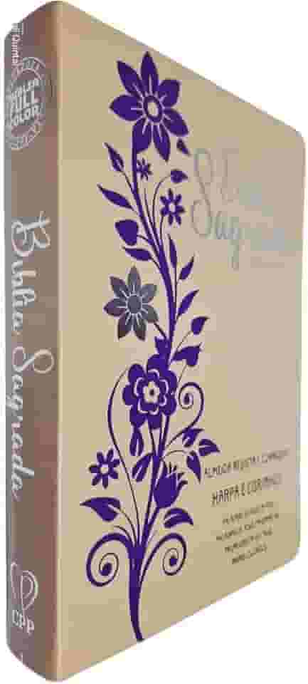 Bíblia gigante ppm arc full color c/ harpa pu luxo - rosé e lilás