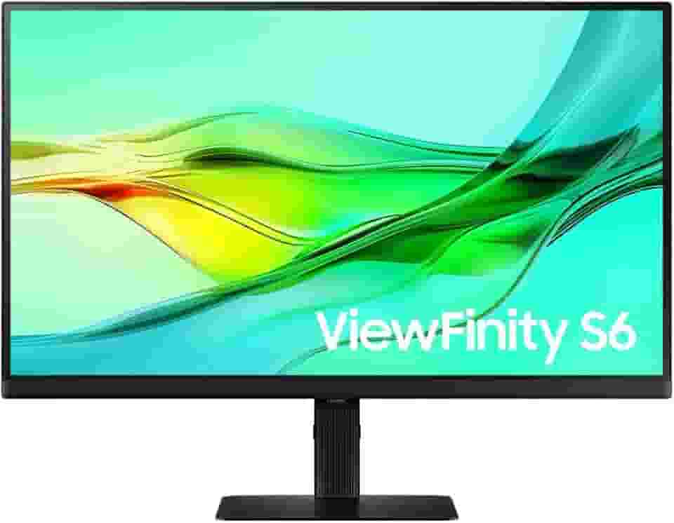 Monitor Samsung Viewfinity S6, 27', QHD, Display Port, ajuste de altura,USB-C (90W), USB Hub, HDMI, preto