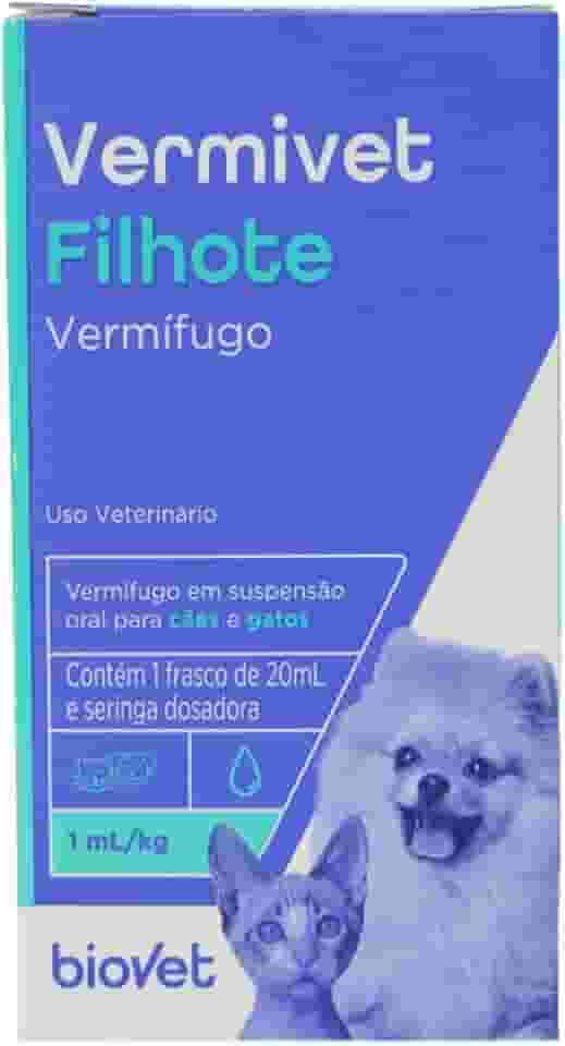 Vermífugo Biovet para Cães e Gatos Vermivet Filhote 20ml