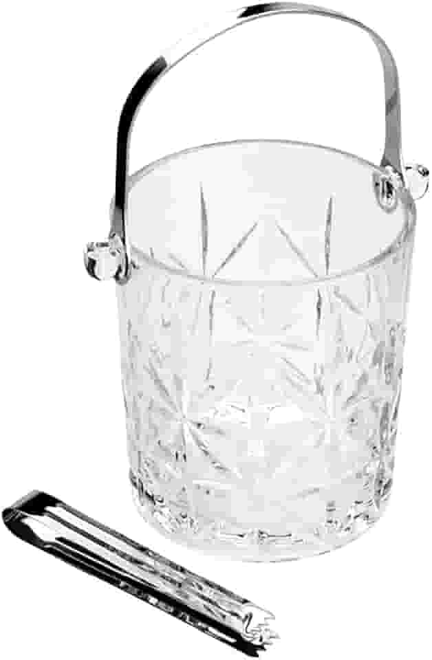 WOLFF - Balde para Gelo de Vidro com Alça e Pegador Romano 15cm x 13cm x 14cm - 1L