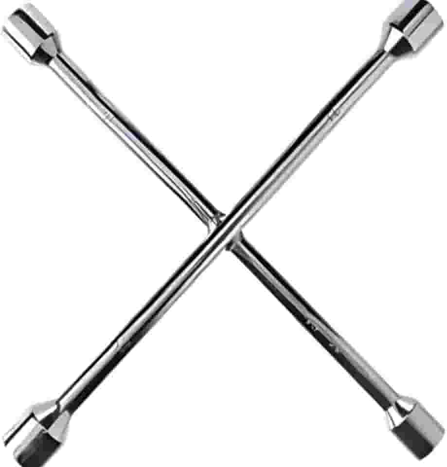 Chave De Rodas Tipo Cruz 17x19x21x23Mm 4 Bocas Resistente Eda 9Ru Aço Cromado Troca De Pneu Oficina Mecânica
