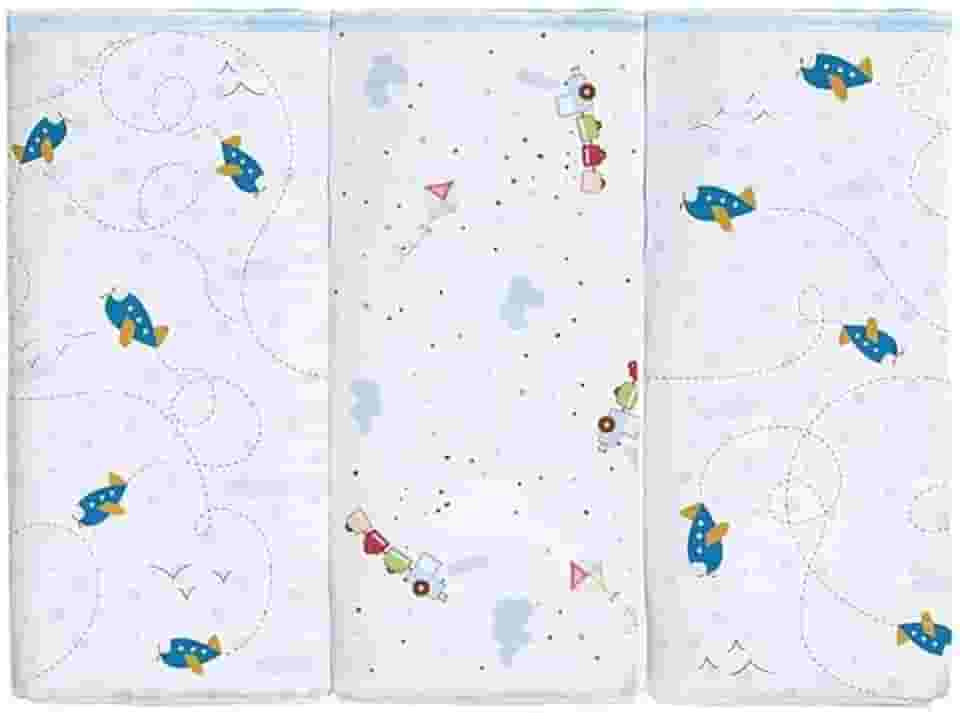 Fralda Papizinha Estampada 63cmx63cm Com 3 Unidades Acabamento Overlock - Papi Textil (Masculino)