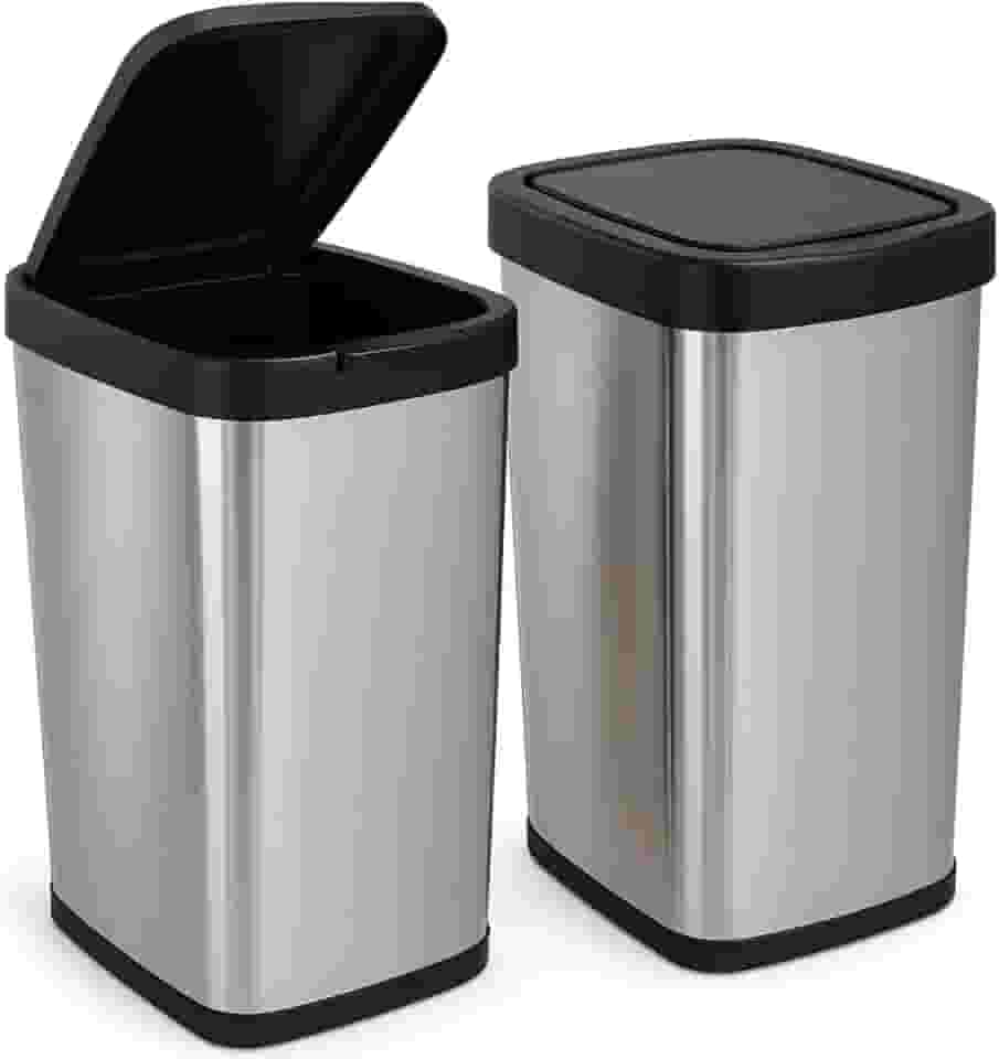 Kit 2 Lixeira Cesto De Cozinha Banheiro Tampa Click 9l modelo Inox