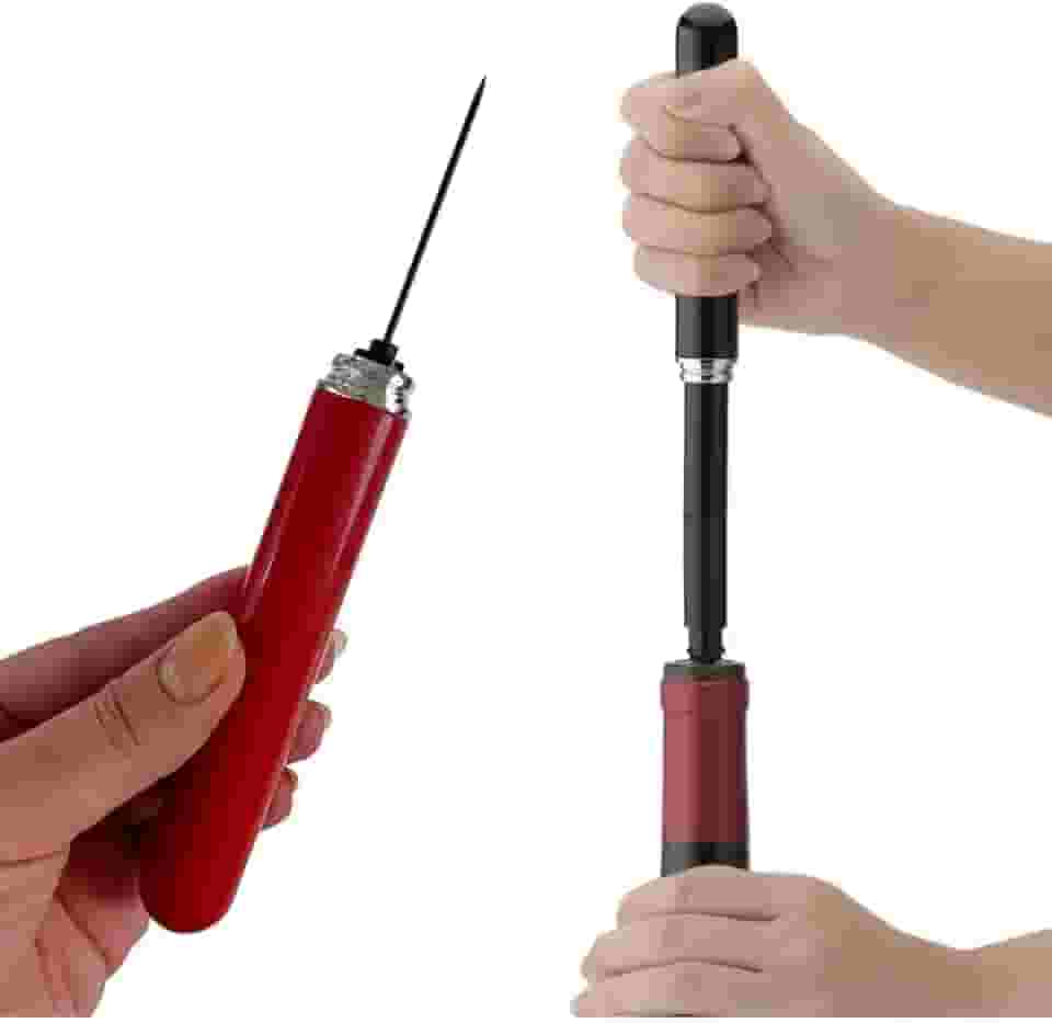 Abridor de Vinho Pneumático com Bomba de Pressão e Agulha, Saca-Rolhas Pazie Premium - Cor Sortida Vinho e Preto