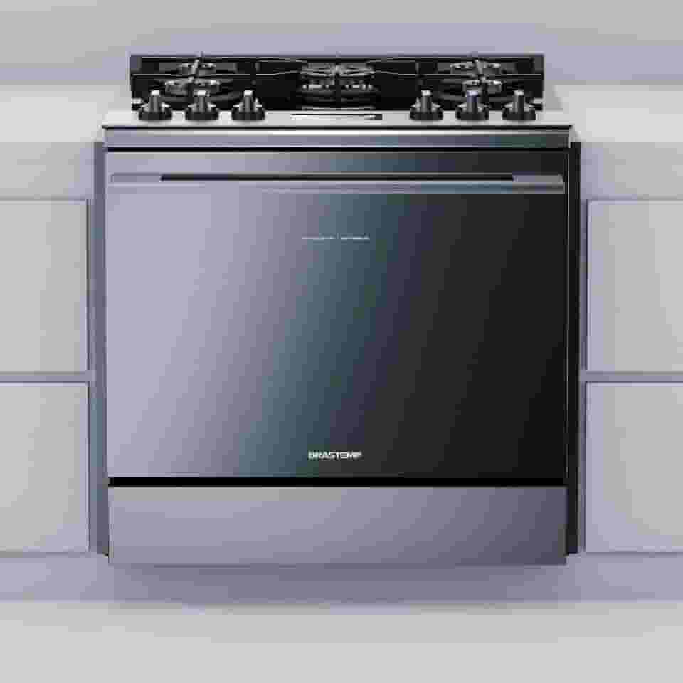 Fogão Brastemp 5 Bocas De Embutir Cor Inox Com Mesa De Vidro E Touch Timer Com Autodesligamento - BYS5VCR 220V