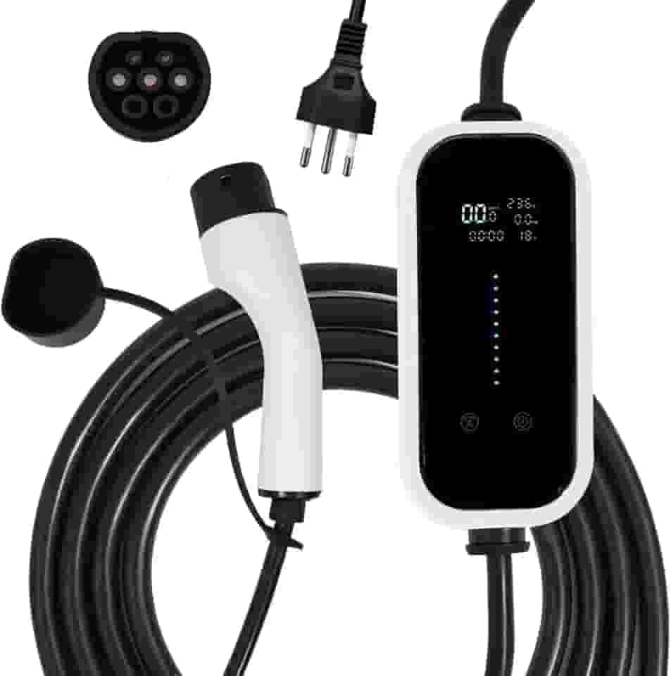 JOYFOX Carregador para Carro Elétrico Portátil 3,5KW 5KW 7KW 20A 22A 32A 110/220V Type 2 Cabo de 5M EV Tipo 2 Carros Elétricos e Híbridos,Uso interno/externo Aplicável a 99% dos modelos (7KW)