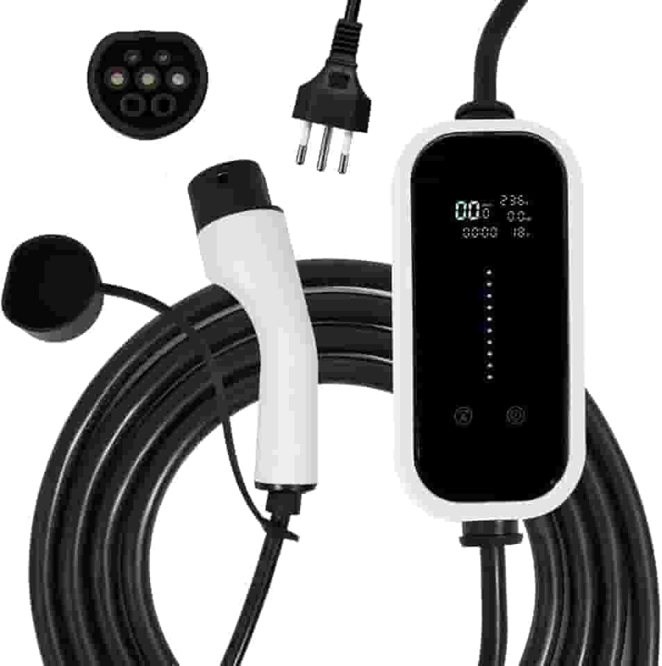 JOYFOX Carregador para Carro Elétrico Portátil 3,5KW 5KW 7KW 20A 22A 32A 110/220V Type 2 Cabo de 5M EV Tipo 2 Carros Elétricos e Híbridos,Uso interno/externo Aplicável a 99% dos modelos (7KW)