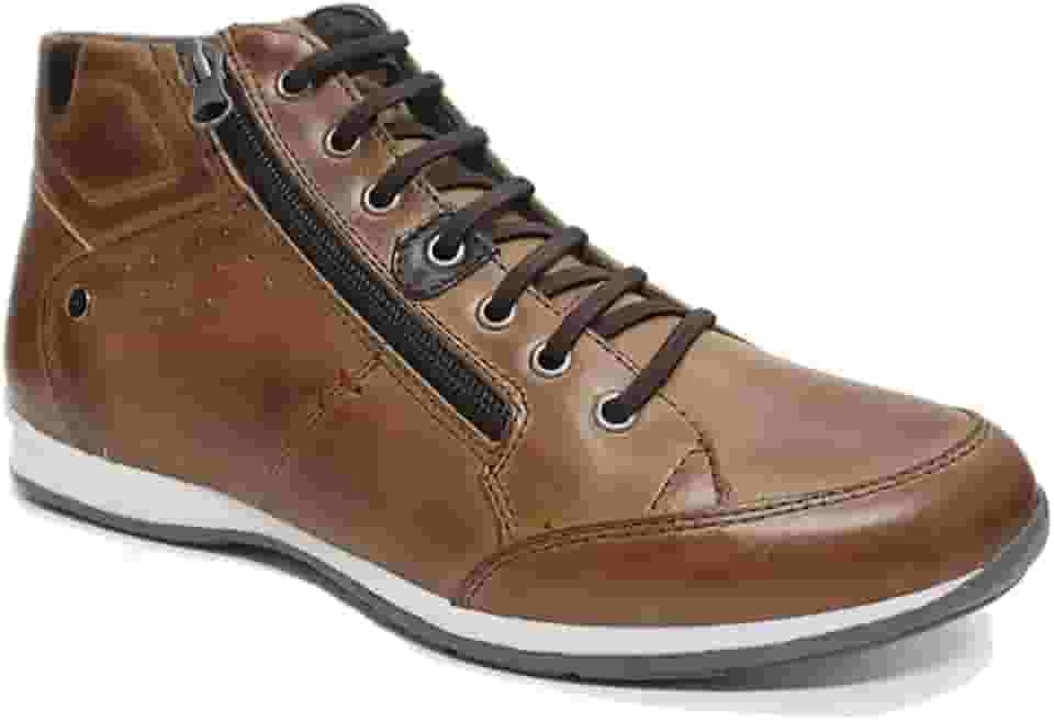 Bota Masculina Casual em Couro com Elástico e Ziper Lateral NE-1005