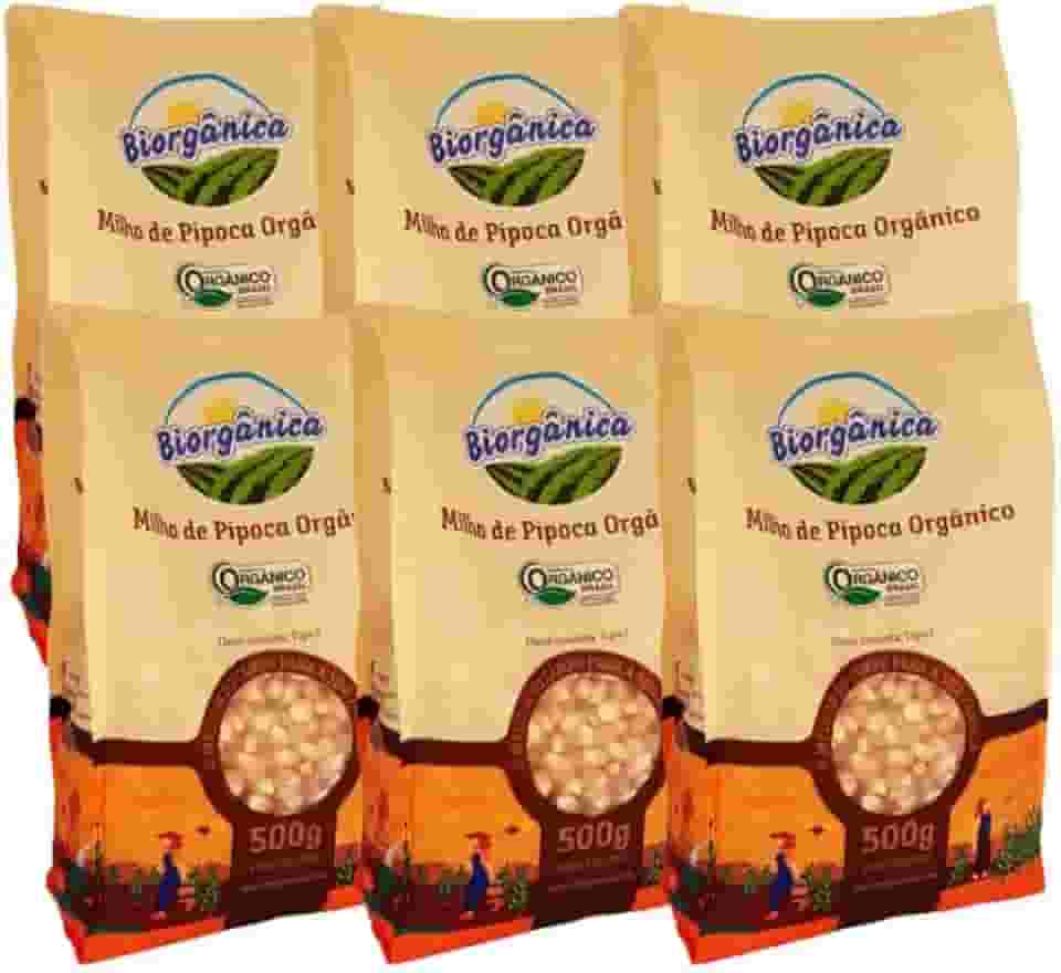 Kit 6X: Milho de Pipoca Orgânica Biorgânica 500g