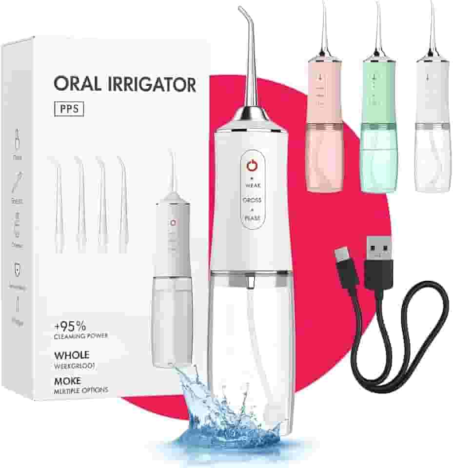Irrigador Oral Portátil Premium Jato Água Supersônico Limpeza Profunda 3 Modos Dentes e Gengivas 220ML