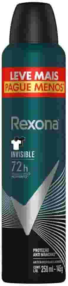Rexona Antitranspirante Masculino Aerossol Invisible 250 ML, Leve Mais Pague Menos, Embalagem Pode Variar