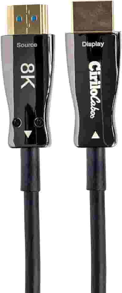 Cirilo Cabos: Cabo HDMI 2.1 8K de Fibra Óptica com Conectores Banhados a Ouro (5m) | Suporte 8K@60Hz, 4K@120Hz, HDR, VRR e Áudio Imersivo | Ideal para TVs OLED, QLED, PS5 e AV de Alta Performance