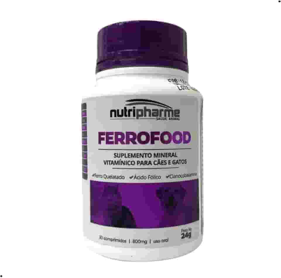 Nutripharme Suplemento Vitamínico Mineral Ferrofood 800 Mg Para Cães E Gatos 30Cp