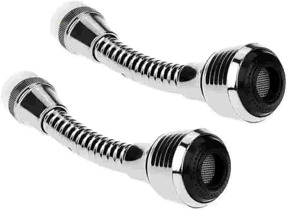 Kit 2 Chuveirinho Bico Extensor Arejador Articulado Para Torneira Pia Cozinha Lavatório ABS Cromado Linha Premium M5 Armarinhos