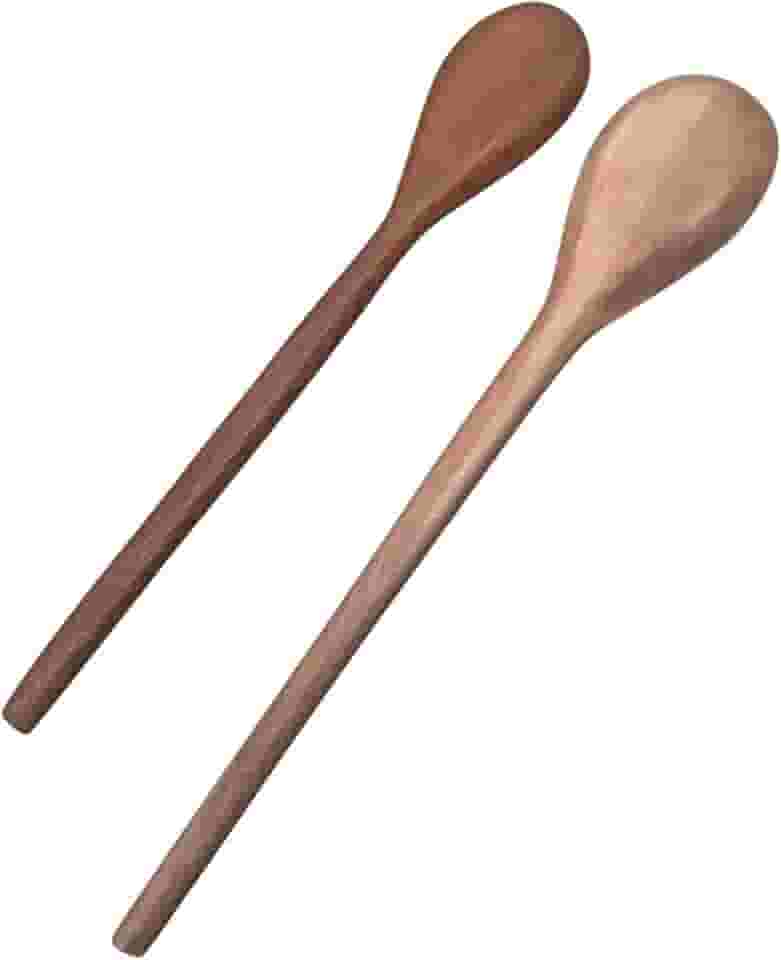 Kit com 2 Colheres de Pau para Cozinha, 36 cm e 32 cm – Madeira Maciça, Não Risca Antiaderente, Cabos Longos e Confortáveis