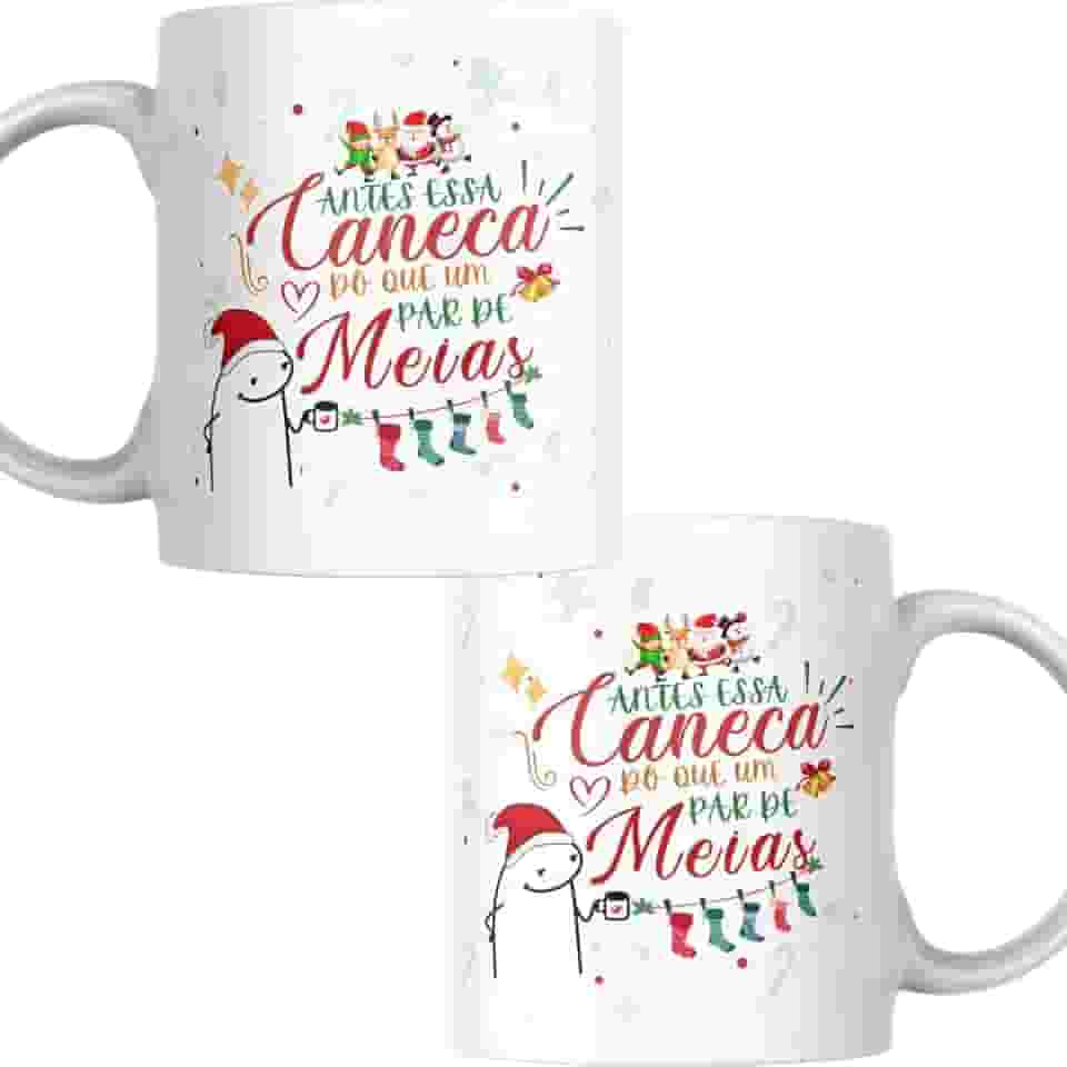 Caneca Porcelana Personalizada Presente Amigo Oculto Secreto da Onça Antes Essa Caneca Natal