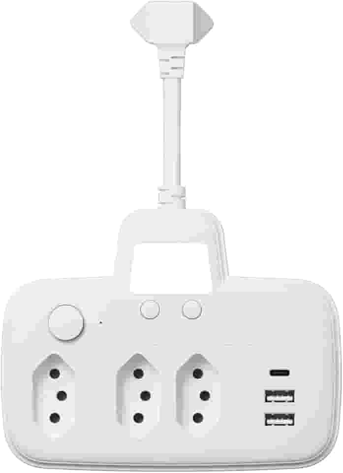 Extensao Eletrica, Extensão Tomada, Régua Tomada, Régua de Energia, Filtro de Linha com Luz, 3 Tomadas, 2 Interfaces USB, 1 Porta USB Tipo-C, Suporte a Tensão de 110-220V, Potência de 2200W