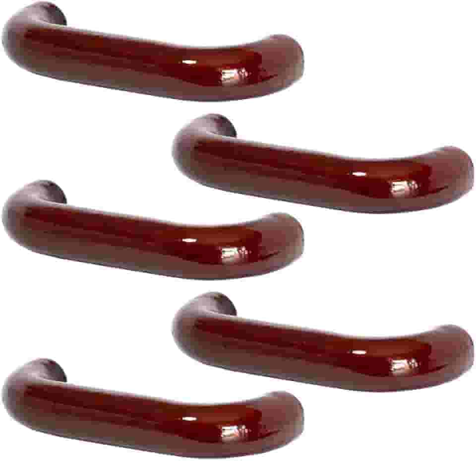 5 Puxador Alça De Madeira Para Gaveta Armário Cozinha Rústica 96mm (Mogno)