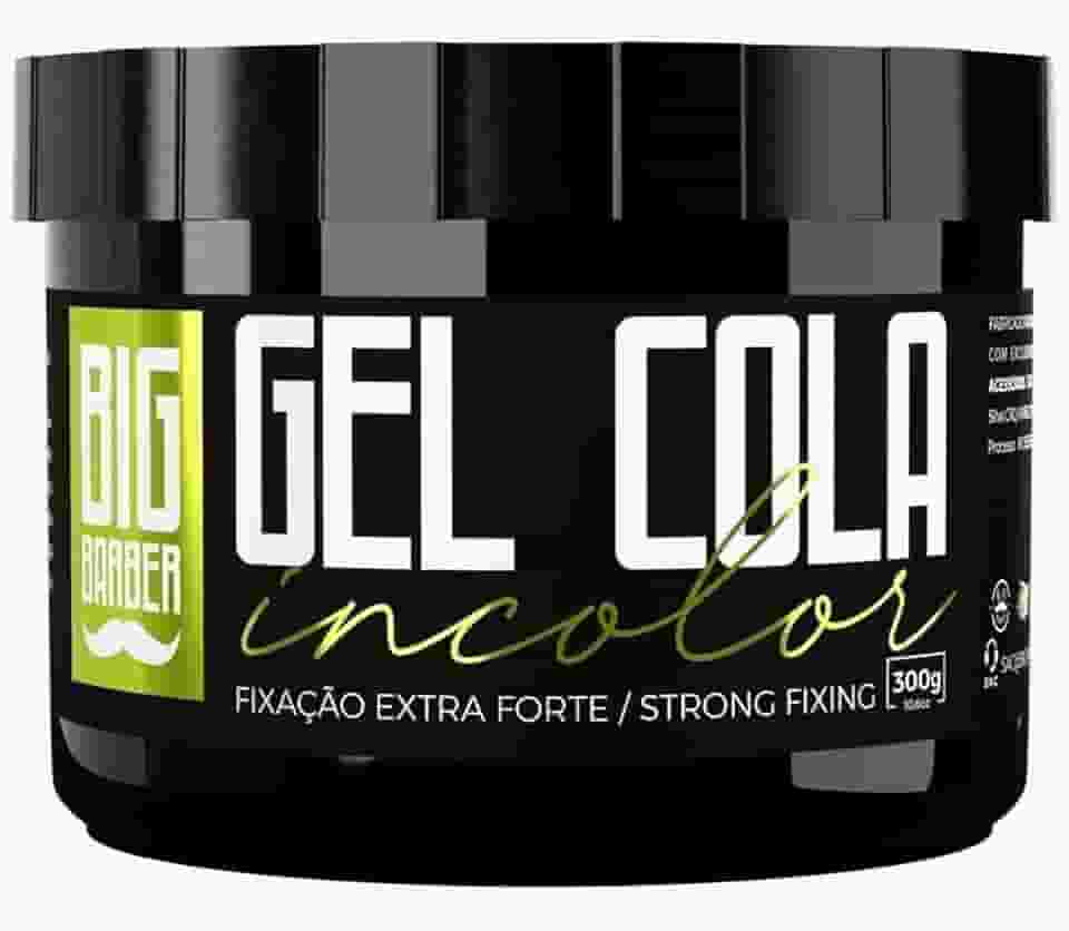 Gel Cola Big Barber 300g - Fixação Extra Forte, Incolor, Modelador de Cabelo Profissional, Longa Duração