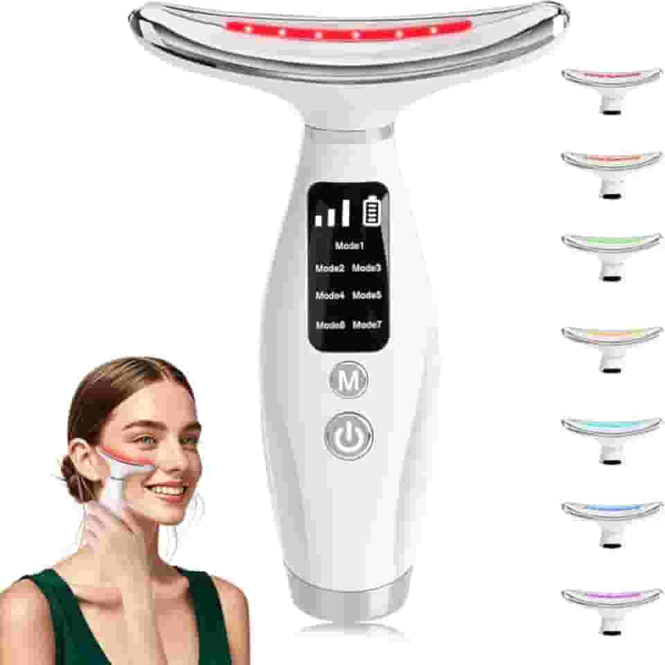 Massageador Facial e de Pescoço 7 Modos | Aquecimento + EMS + 3 Intensidades